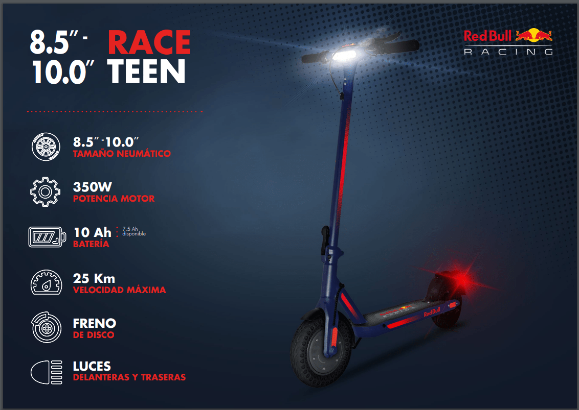 Patinete Eléctrico Red Bull Race Teen de 8,5