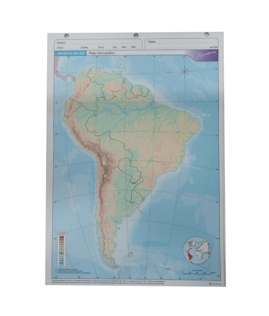 Mapa Escolar N°5 America Del Sur Fisico Politico Rivadavia Sdbe 1373