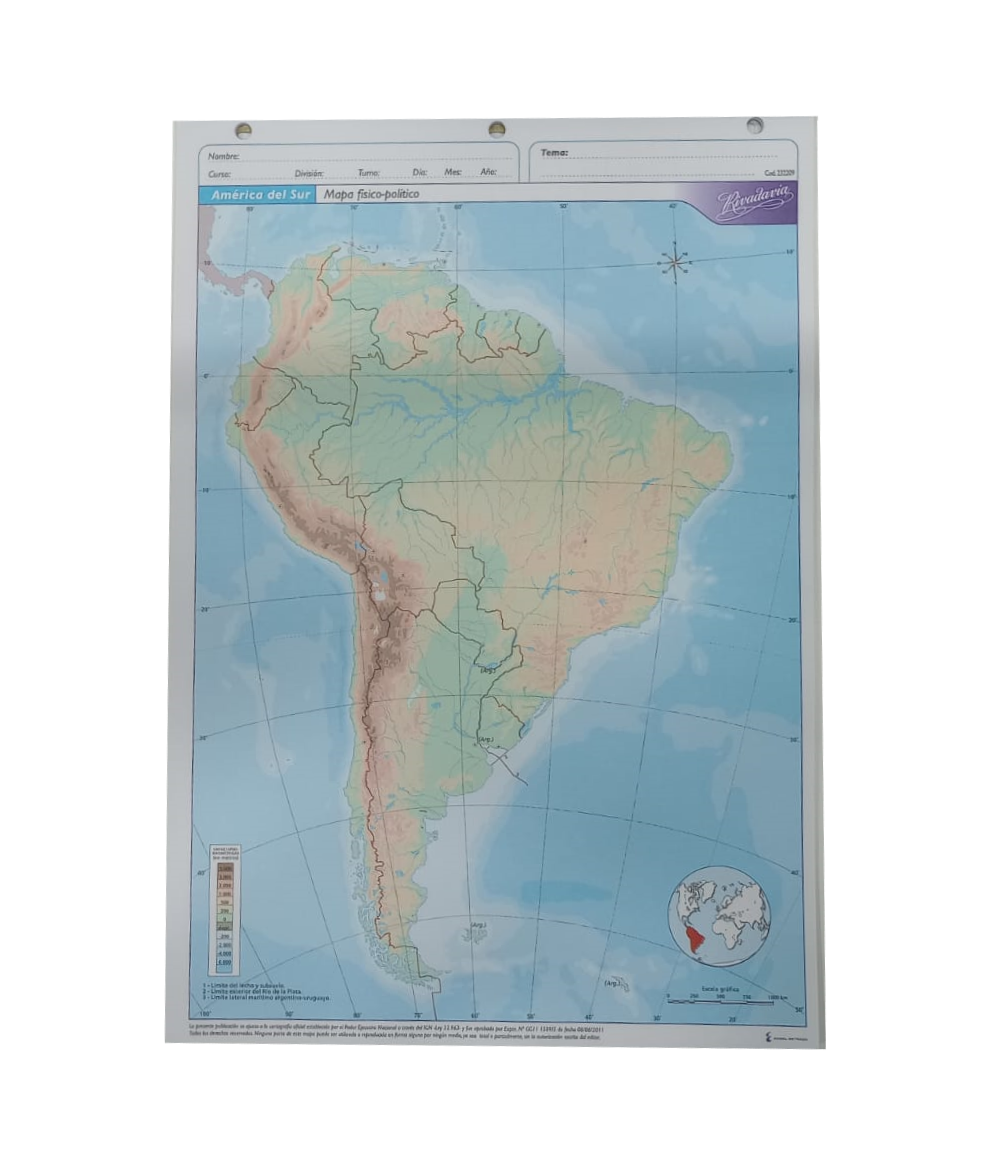 Mapa Escolar N°5 America del Sur Fisico – Politico Rivadavia – SDBE