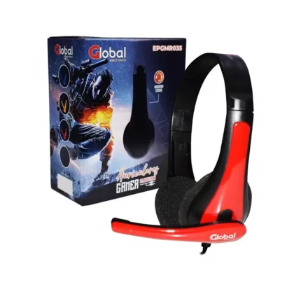 AURICULAR GAMER GLOBAL CON MICROFONO Y CABLE EPGMR035 ROJO