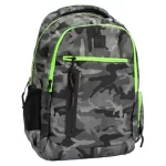 MOCHILA FW MILITAR NEGRO CON CIERRE VERDE FLUO